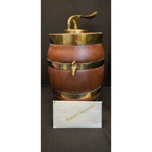 Vintage Barware 1984 Old South Cooperage Wood Barrel Decanter Keg w Brass Pump